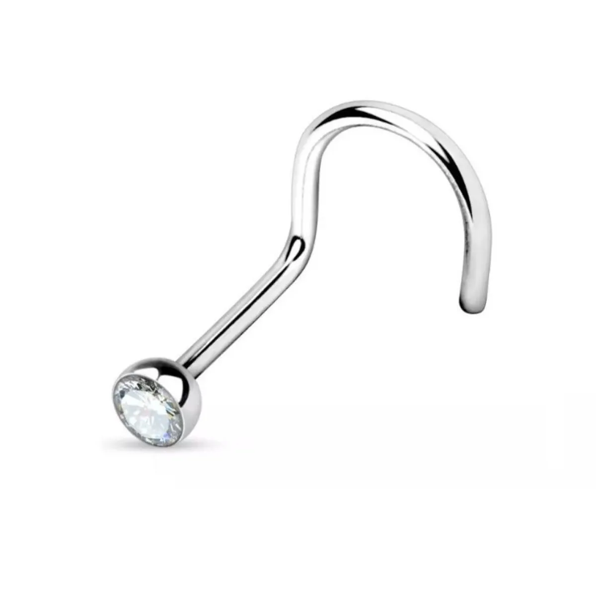 GENERICO - Set x 2 Piercings para nariz nostril ganchito con strass transparente