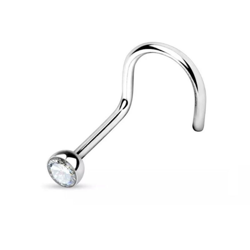 GENERICO - Set x 2 Piercings para nariz nostril ganchito con strass transparente