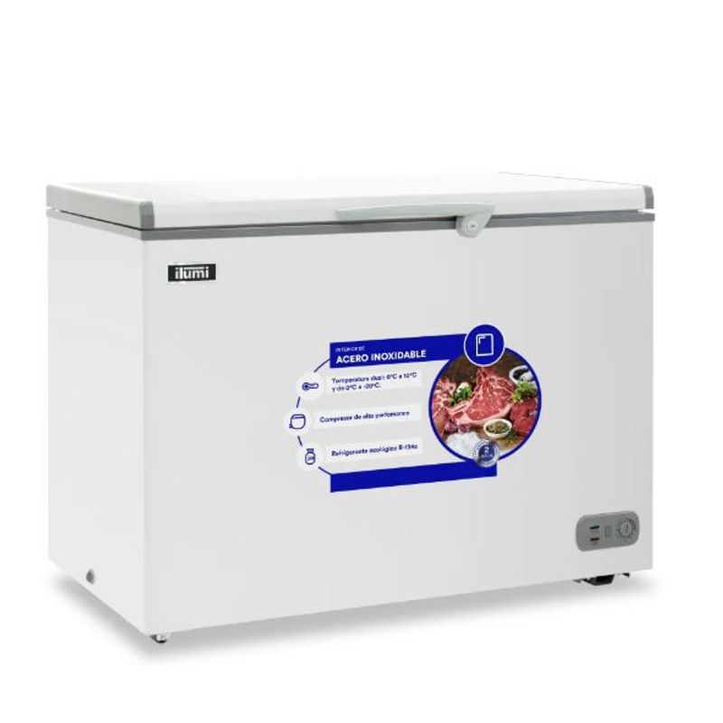 ILUMI - Congelador con tina de Acero Inoxidable de 340lt TFI-3400WH - Blanco