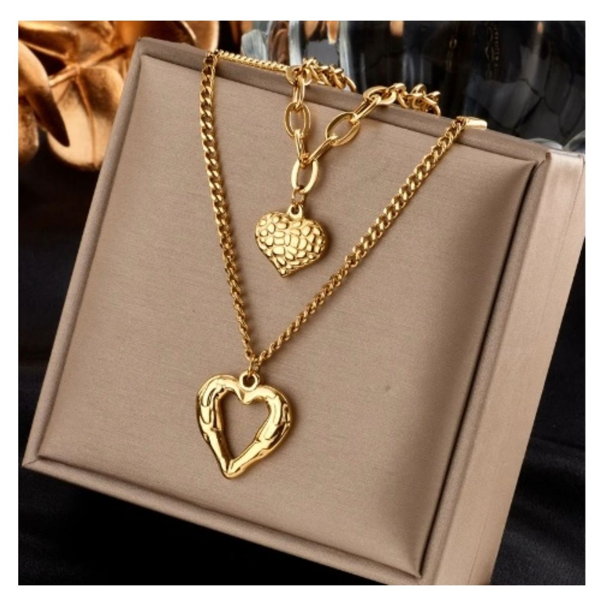 GENERICO - Collar corazón de acero - 2 pliegues