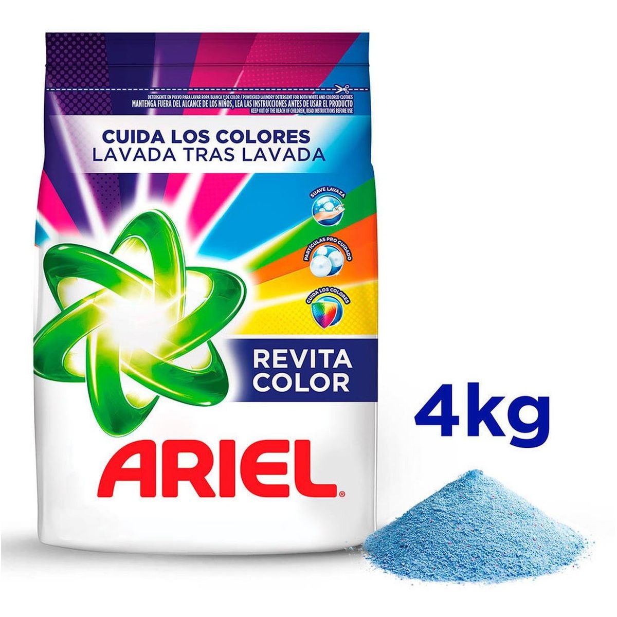 ARIEL - Detergente en Polvo Ariel Revitacolor Powered 4kg