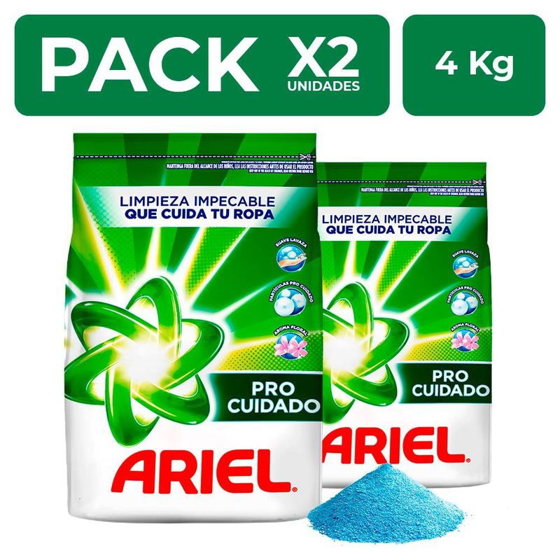 ARIEL - PackX2 Detergente en Polvo Ariel Regular 4kg