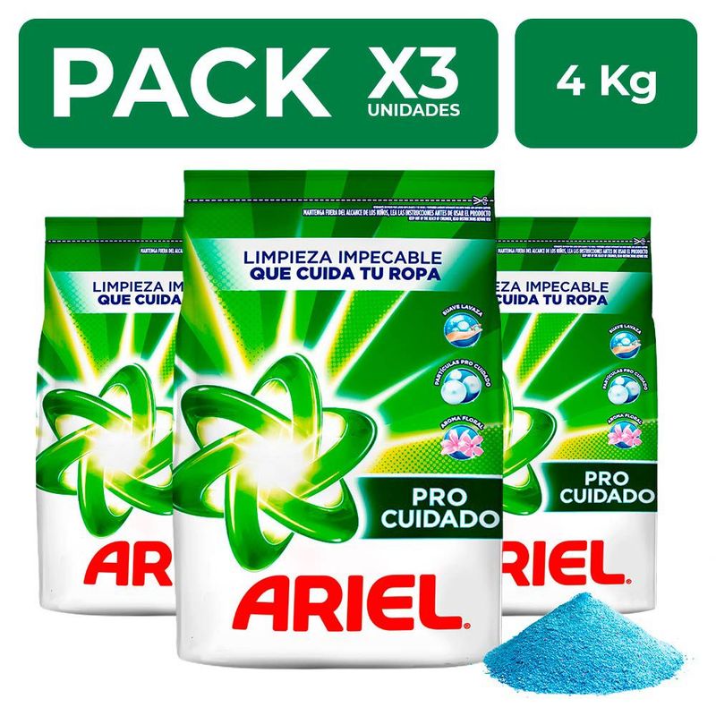 ARIEL - PackX3 Detergente en Polvo Ariel Regular 4kg