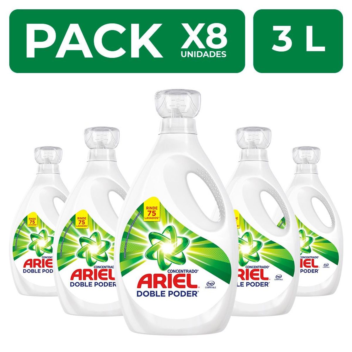 ARIEL - PackX8 Detergente Líquido Ariel Concentrado 3L