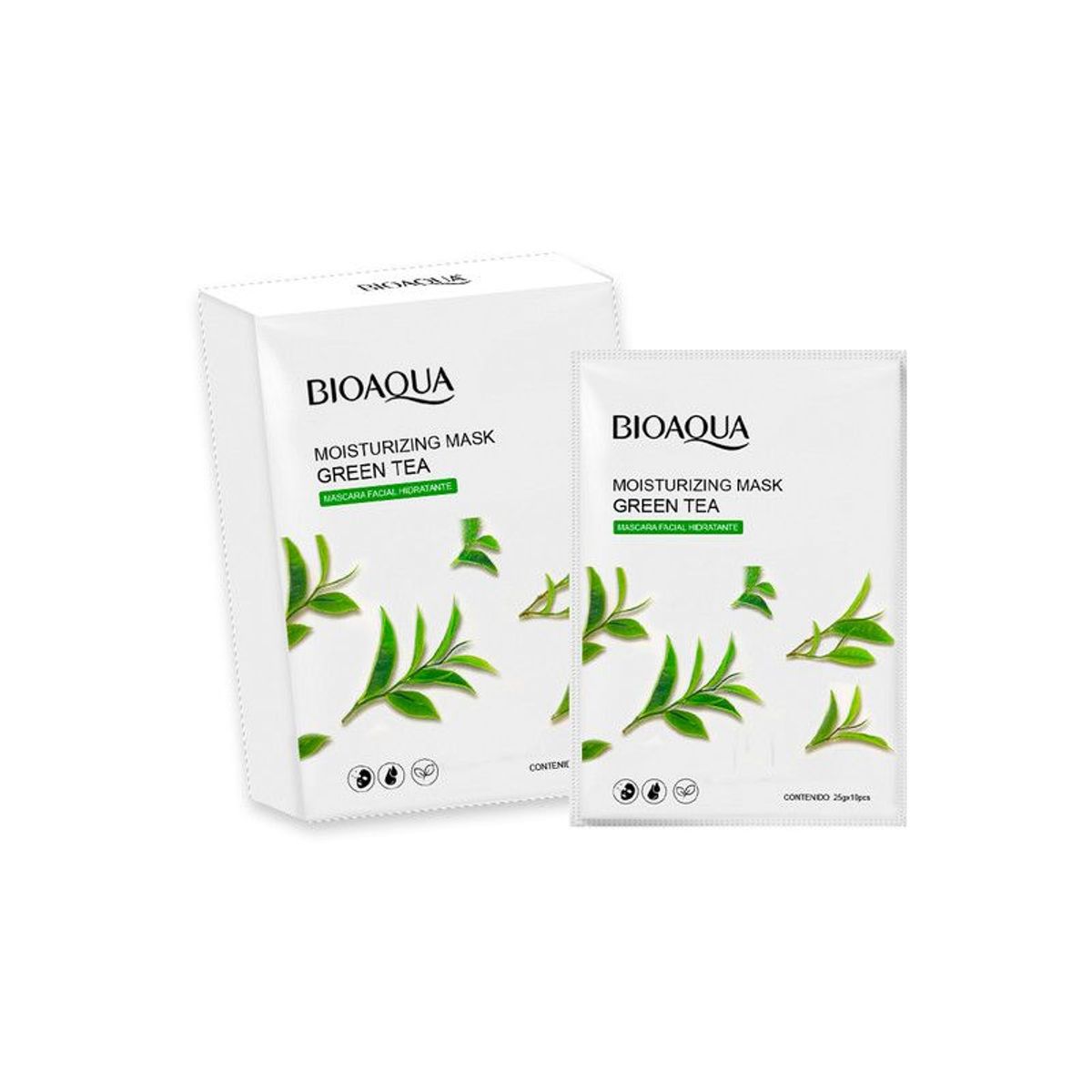 BIOAQUA - Mascarilla Facial Hidratante De Té Verde 25Gx10 Pcs - Bioaqua