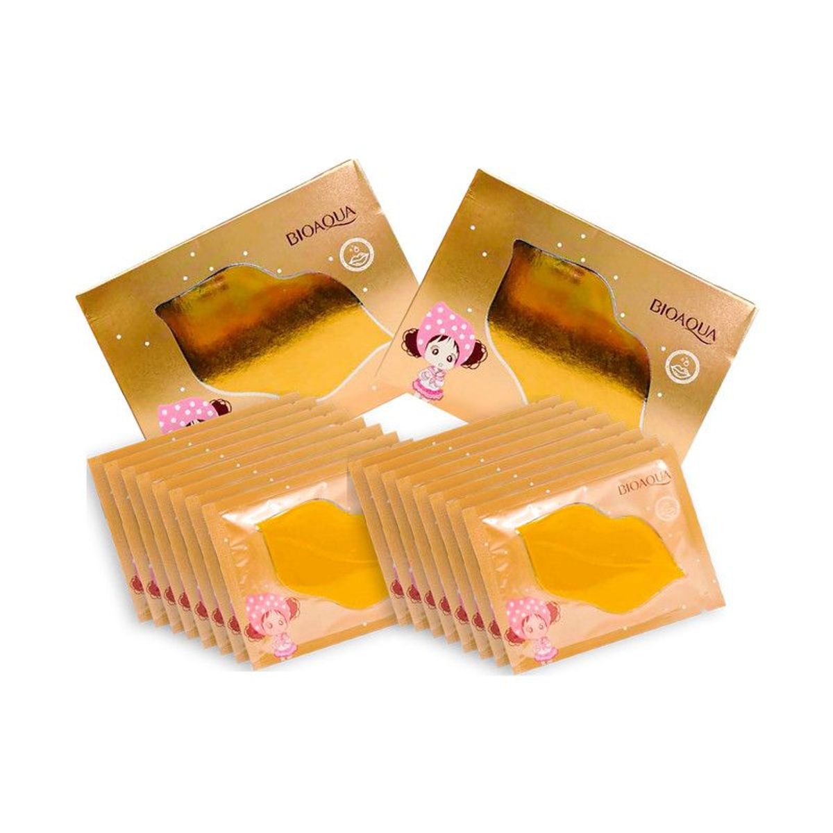 BIOAQUA - 2 MASCARILLA LABIAL DE COLÁGENO CRISTALINA DORADA NIÑA - BIOAQUA