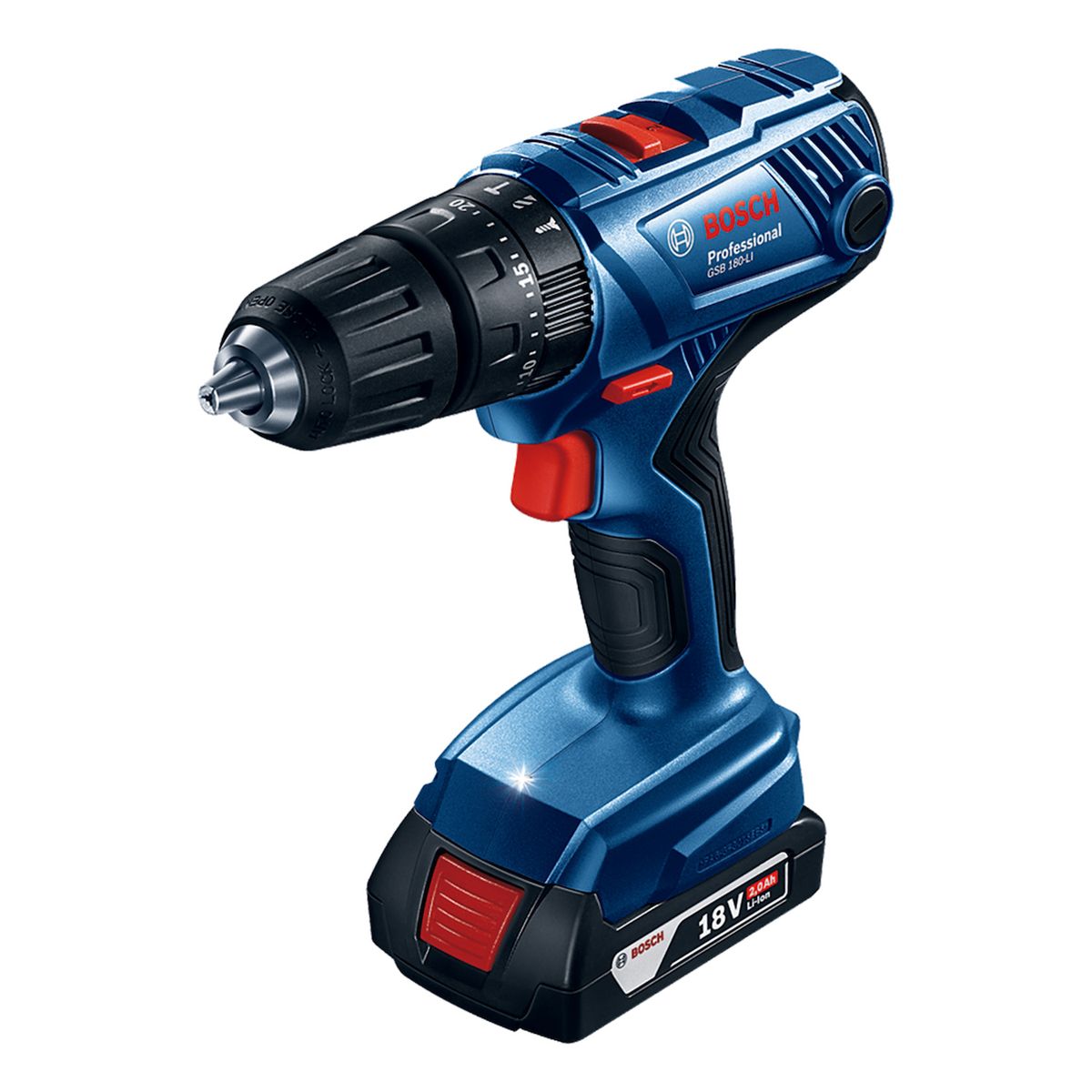 BOSCH - Taladro Percutor 1/2" 18V 54Nm GSB 180-LI 1 bateria 2 ah + cargador