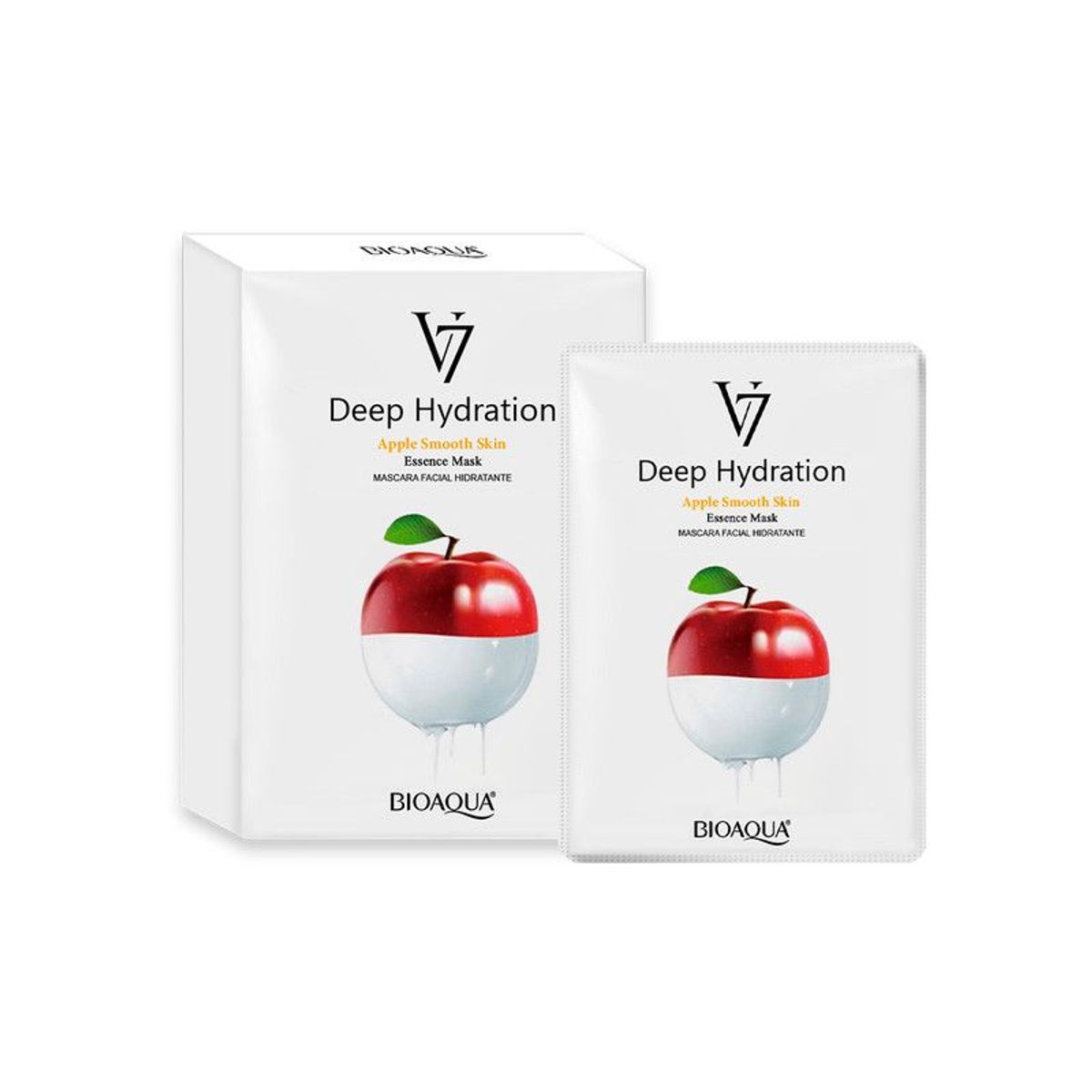 BIOAQUA - Mascarilla Facial De Esencia De Manzana De Hidratación Profunda V7 30G X 10Pcs - Bioaqua