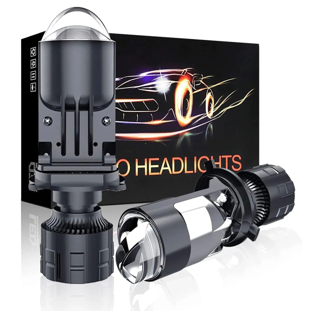 GENERICO - Faros Led H4 Proyector Lupa  Alta Y Baja Auto Moto
