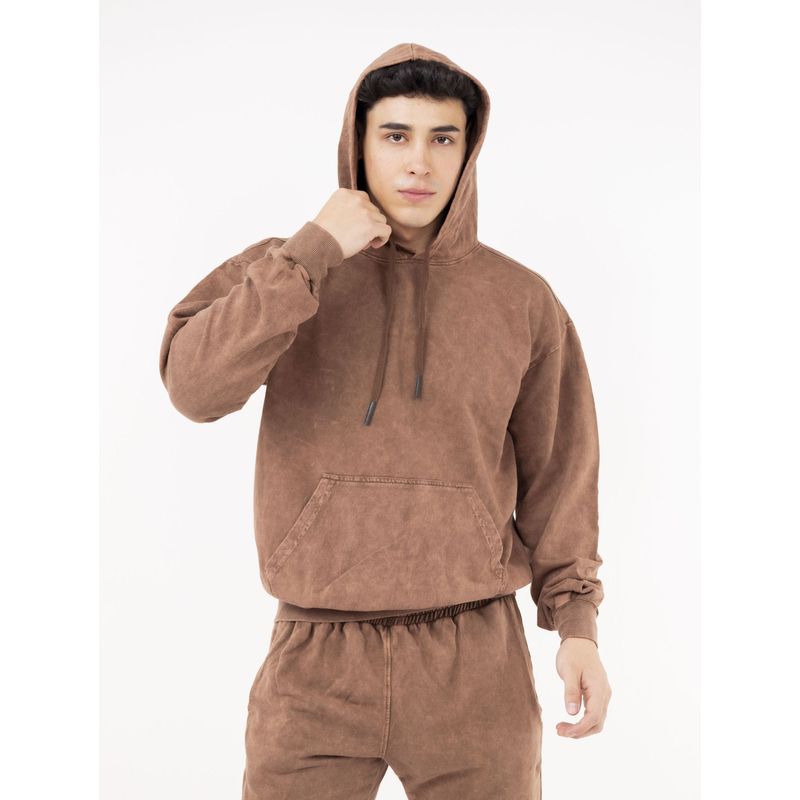 NEW YORK STARS - HPoleracon capucha-Acid Wash-Marron