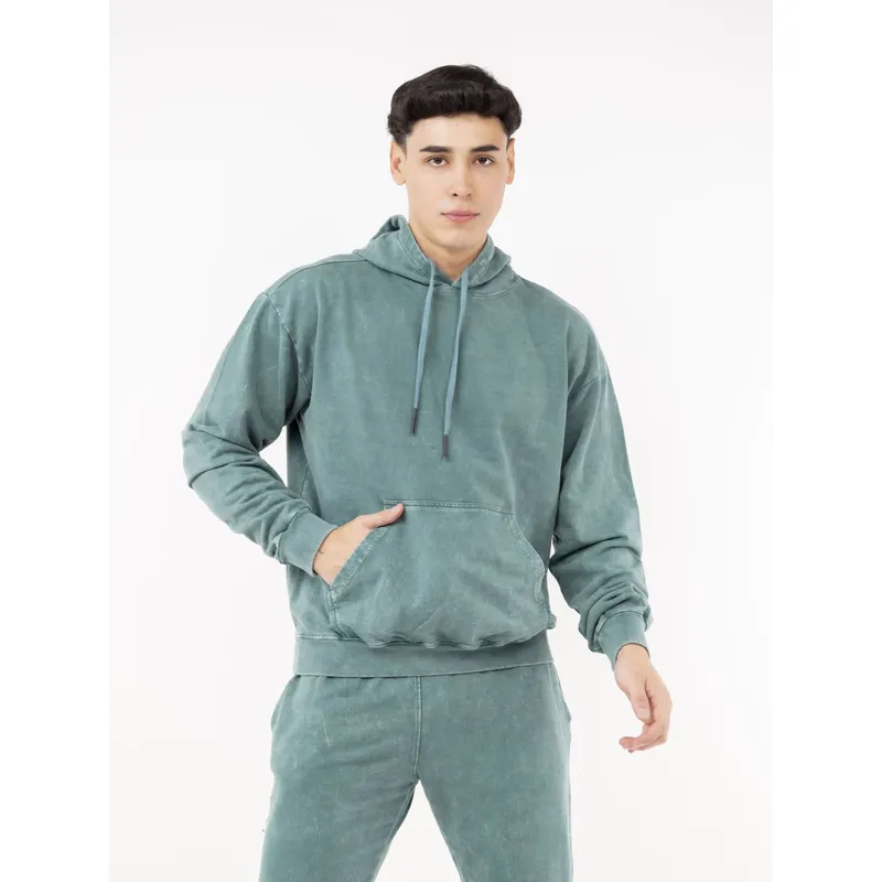 NEW YORK STARS - HPolera con capucha-Acid Wash-Verde