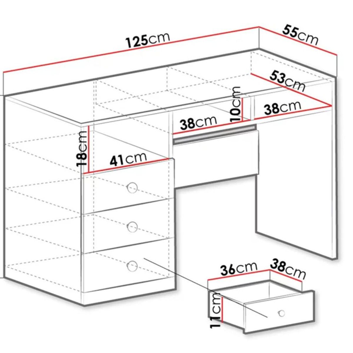 TU MESITA - Escritorio Moderno Alipio 3 cajones Multicolor TU MESITA