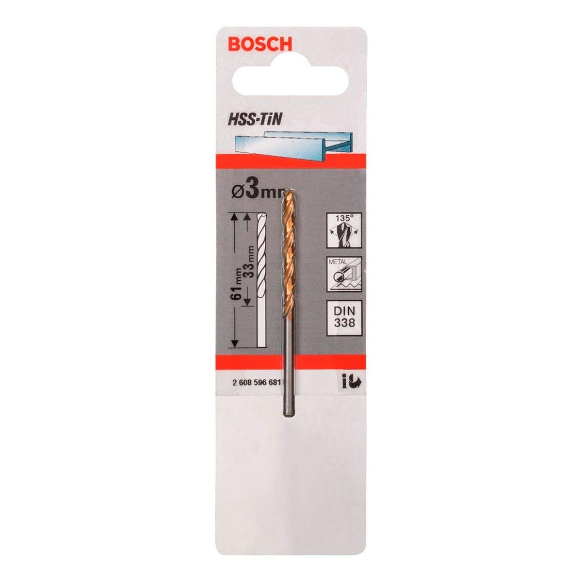 BOSCH - Broca Hss-Tin Titanio Bosch 3Mm