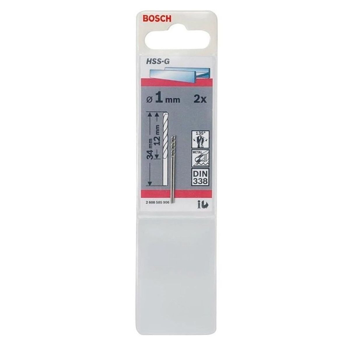 BOSCH - Broca Metal Hss-G  1.0X 34Mm.  2U.