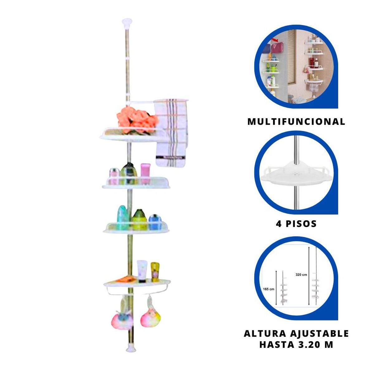 GENERICO - Estante de Esquina para Baño de 4 Pisos Organizador Multiusos