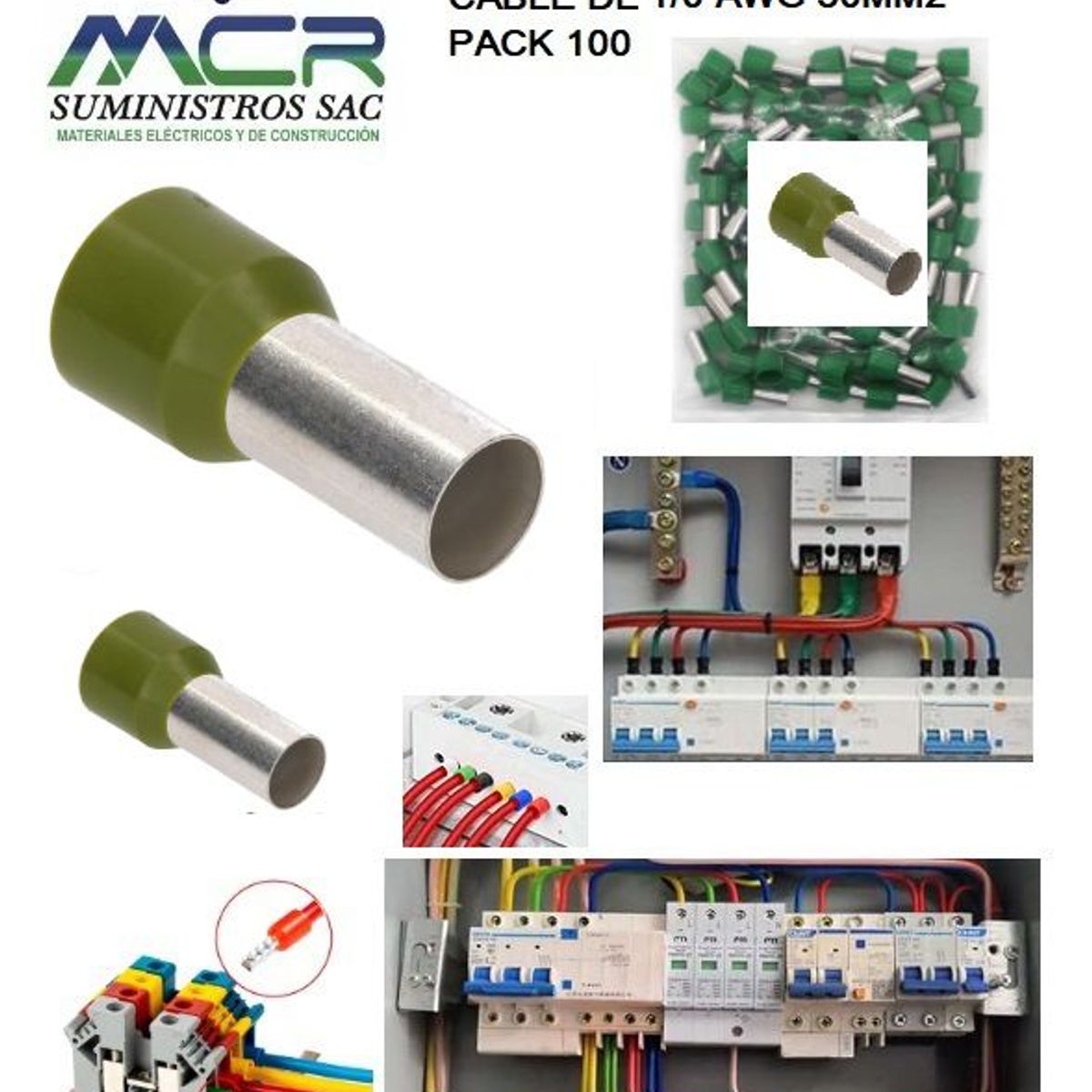 GENERICO - TERMINAL TUBULAR O CONECTOR PARA CABLES DE 1-0 AWG 50MM2 PACK100UND