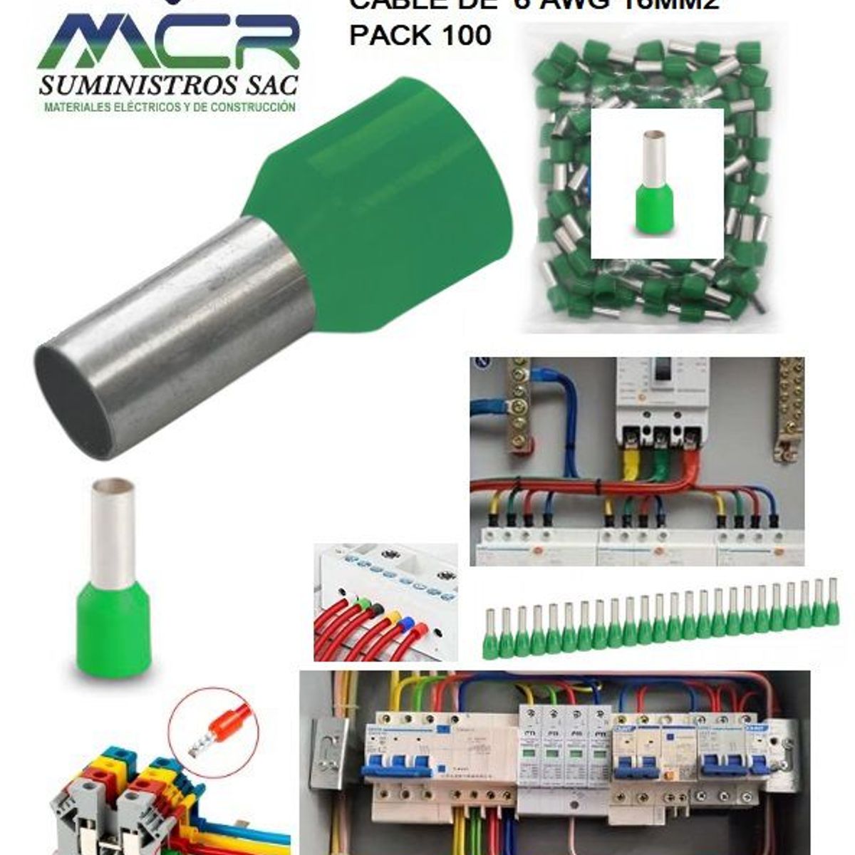 GENERICO - TERMINAL TUBULAR O CONECTOR PARA CABLES DE 6AWG 16MM2 PACK100UND