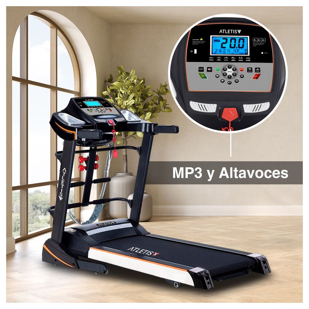 ATLETIS - Trotadora Eléctrica Plegable R100 Plus 1,5 HP