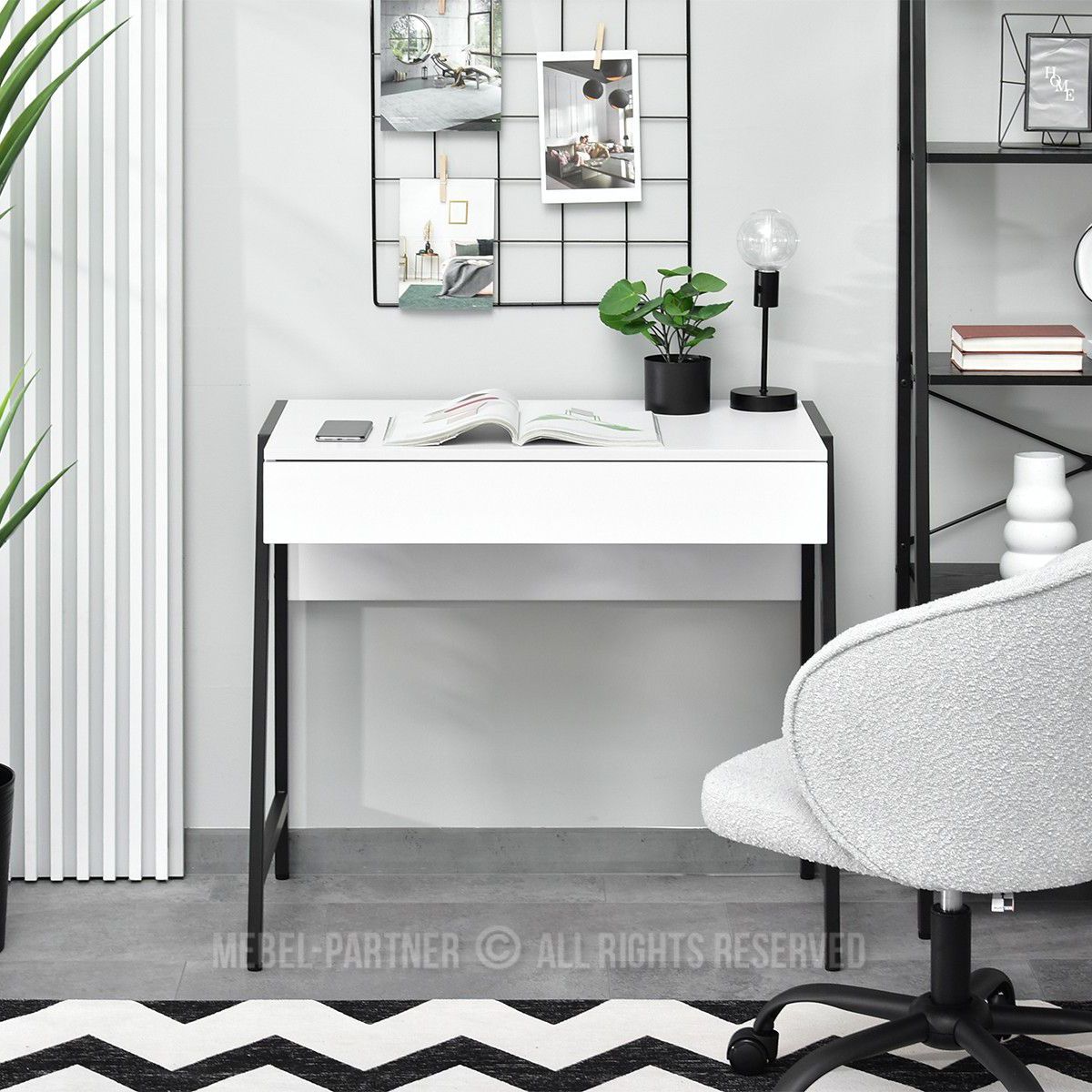 TU MESITA - Escritorio Práctico Raiven color Blanco 1 cajón TU MESITA