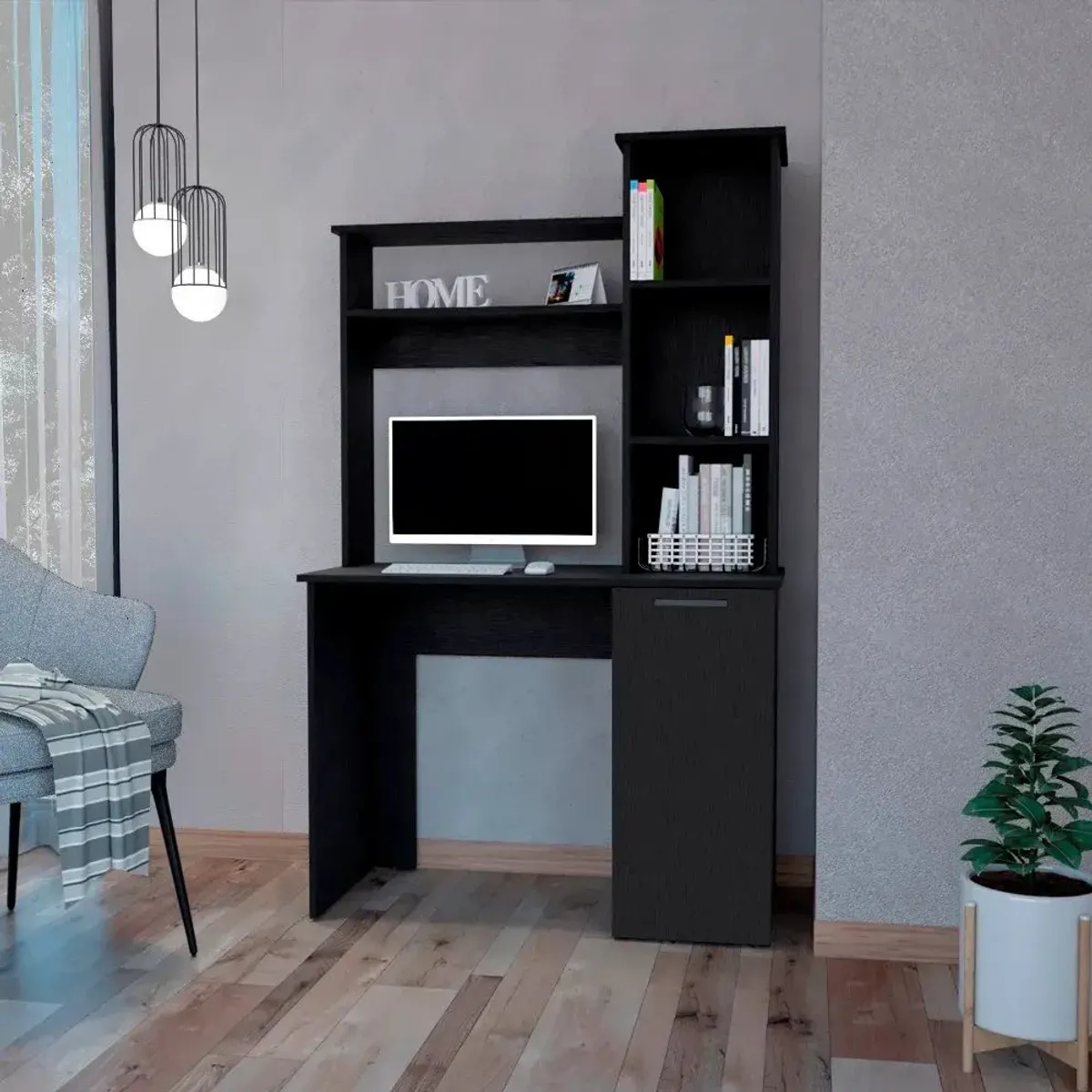 TU MESITA - Mueble con Estante Vitorio color Negro 1 puerta TU MESITA
