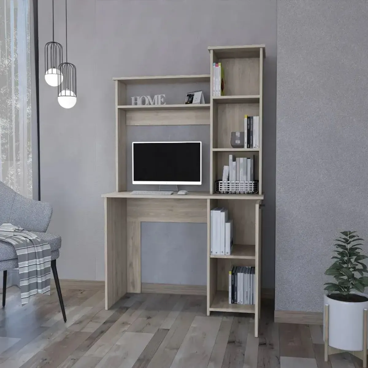 TU MESITA - Mueble con Estante Vitorio color Ceniza 1 puerta TU MESITA