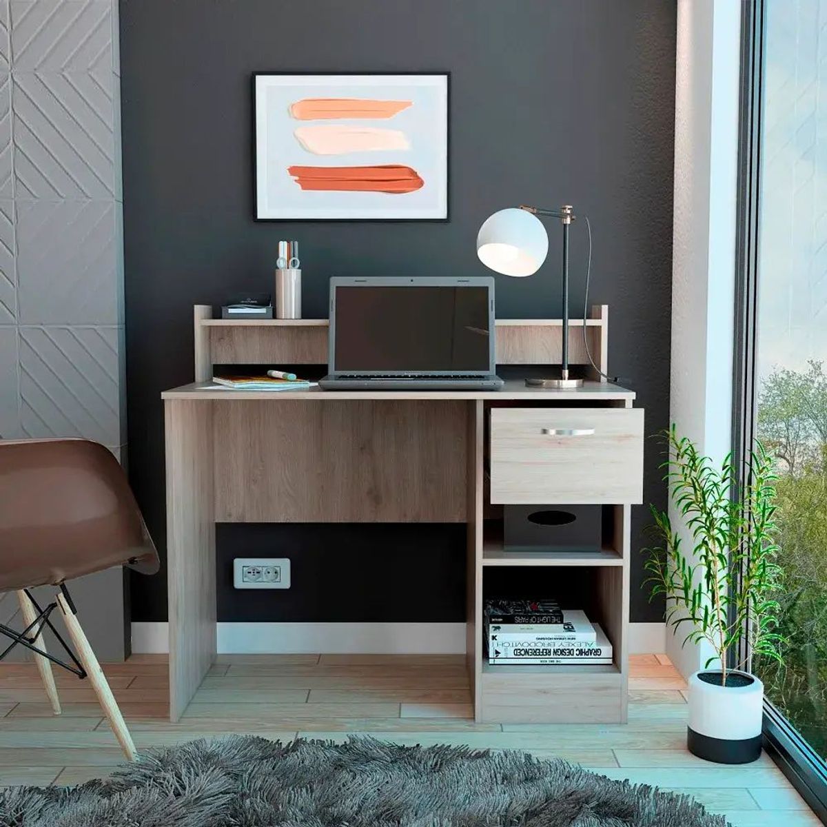 TU MESITA - Escritorio Clásico Richard 1 cajón color Ceniza TU MESITA