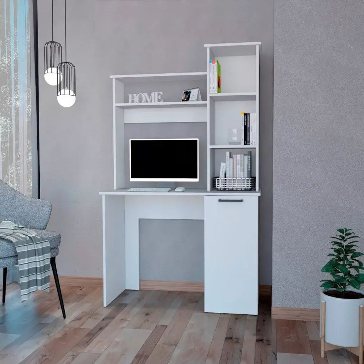 TU MESITA - Mueble con Estante Vitorio color Blanco 1 puerta TU MESITA