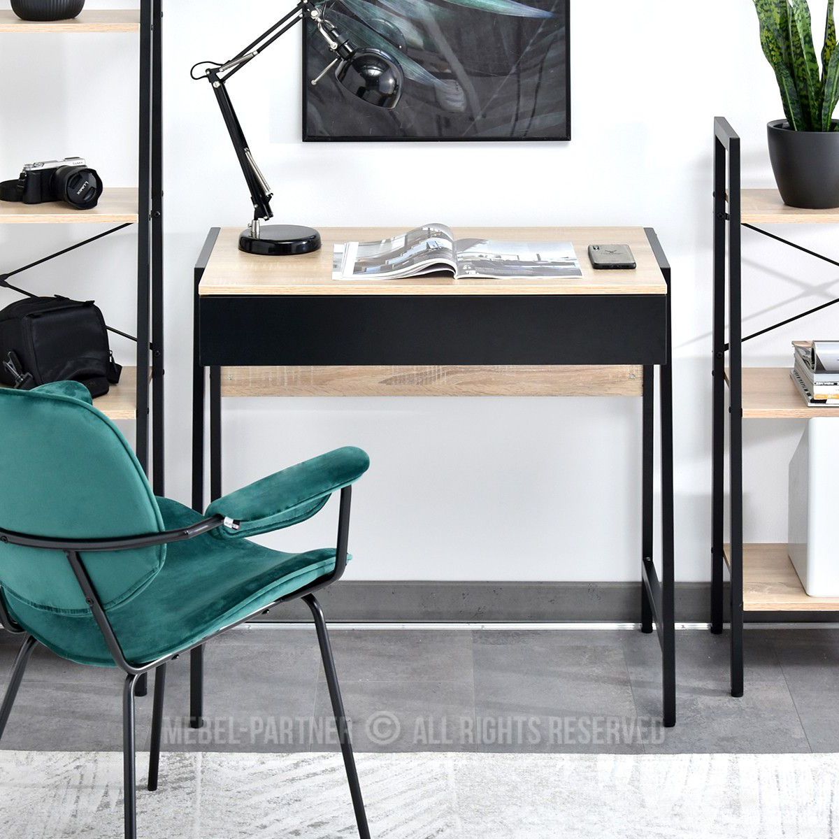 TU MESITA - Escritorio Práctico Raiven color DunaNegro 1 cajón TU MESITA