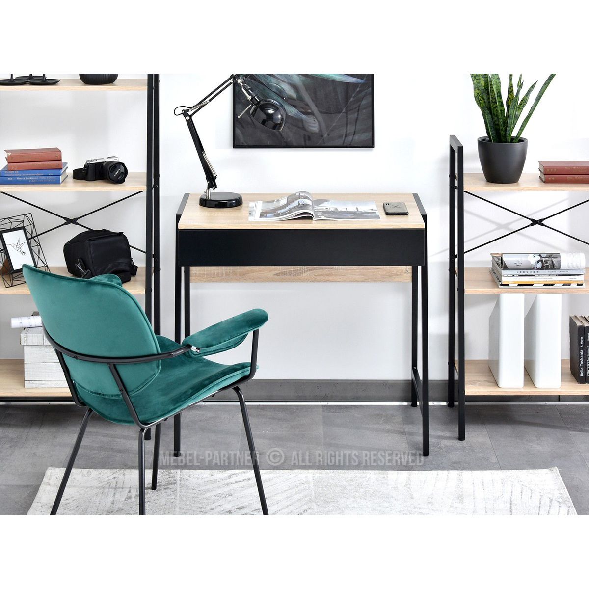 TU MESITA - Escritorio Práctico Raiven color DunaNegro 1 cajón TU MESITA