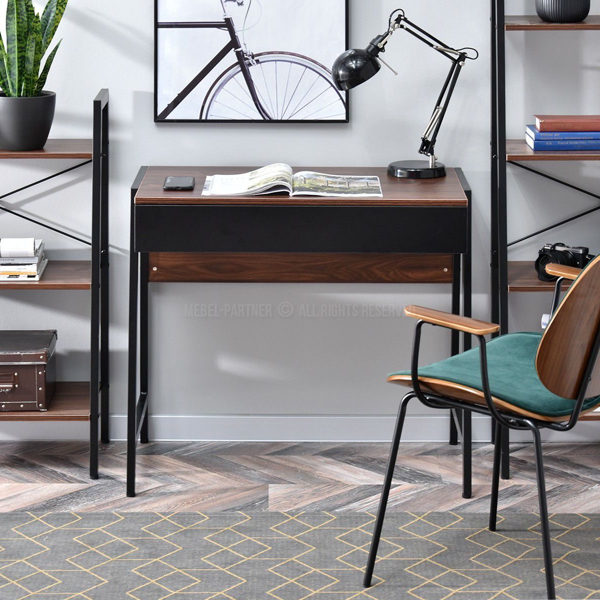 TU MESITA - Escritorio Práctico Raiven color MarrónNegro 1 cajón TU MESITA