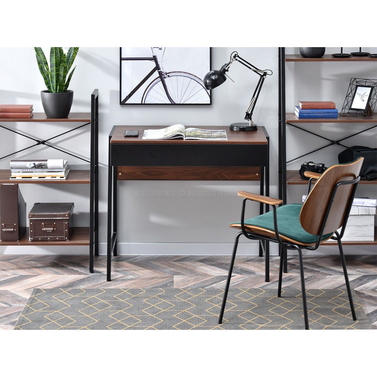 TU MESITA - Escritorio Práctico Raiven color MarrónNegro 1 cajón TU MESITA