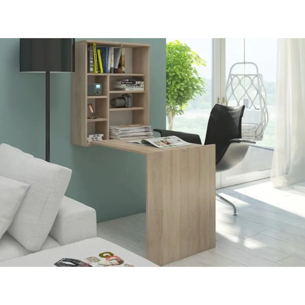 TU MESITA - Escritorio Flotante y Plegable Rolín color Marrón TU MESITA