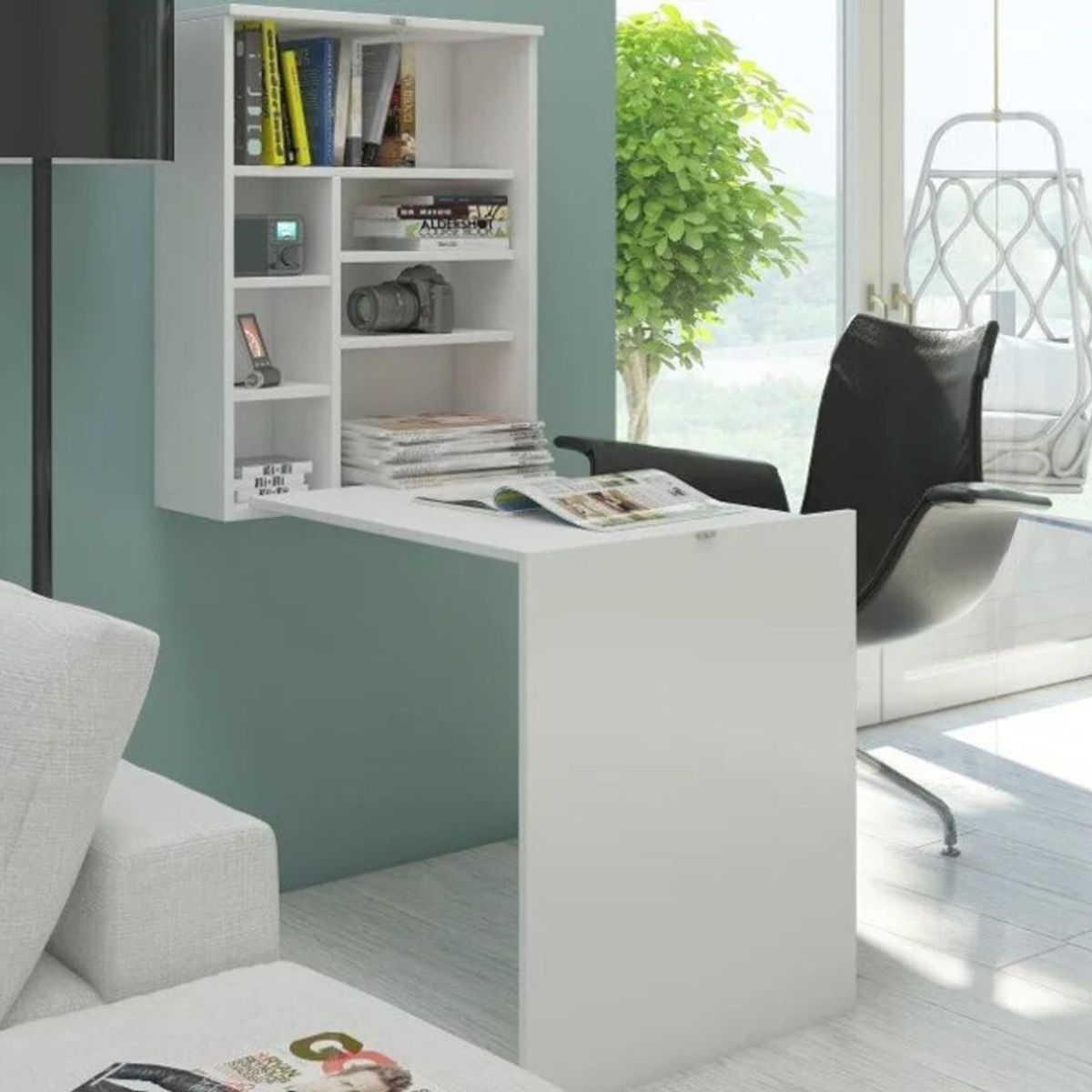 TU MESITA - Escritorio Flotante y Plegable Rolín color Blanco TU MESITA