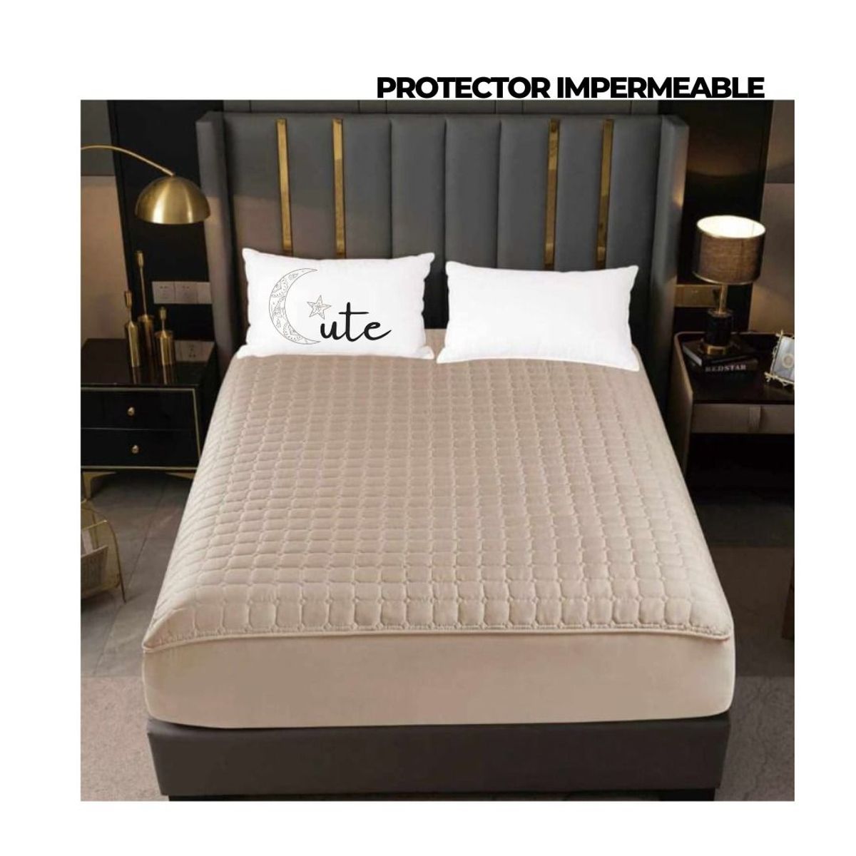 CUTE - FORRO DE COLCHÓN IMPERMEABLE DE 2 PLAZAS