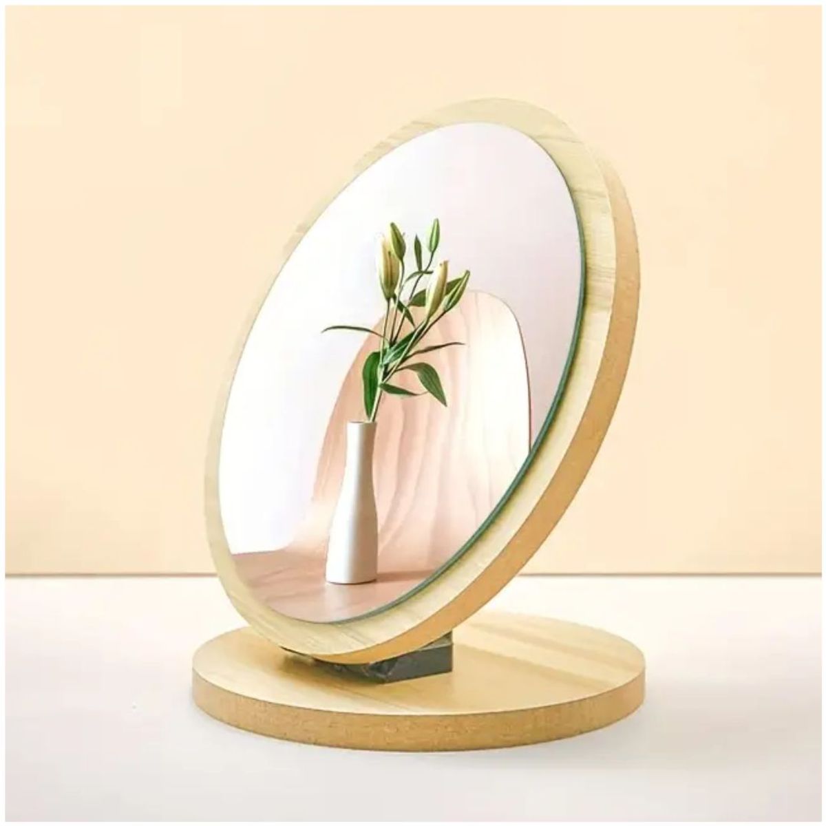 INSPIRA MARKET - Espejo ovalado aesthetic de madera