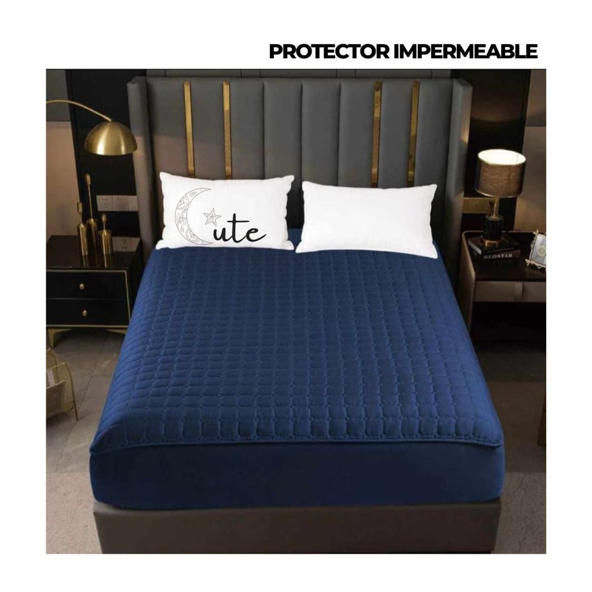 CUTE - FORRO DE COLCHÓN IMPERMEABLE DE 2 PLAZAS
