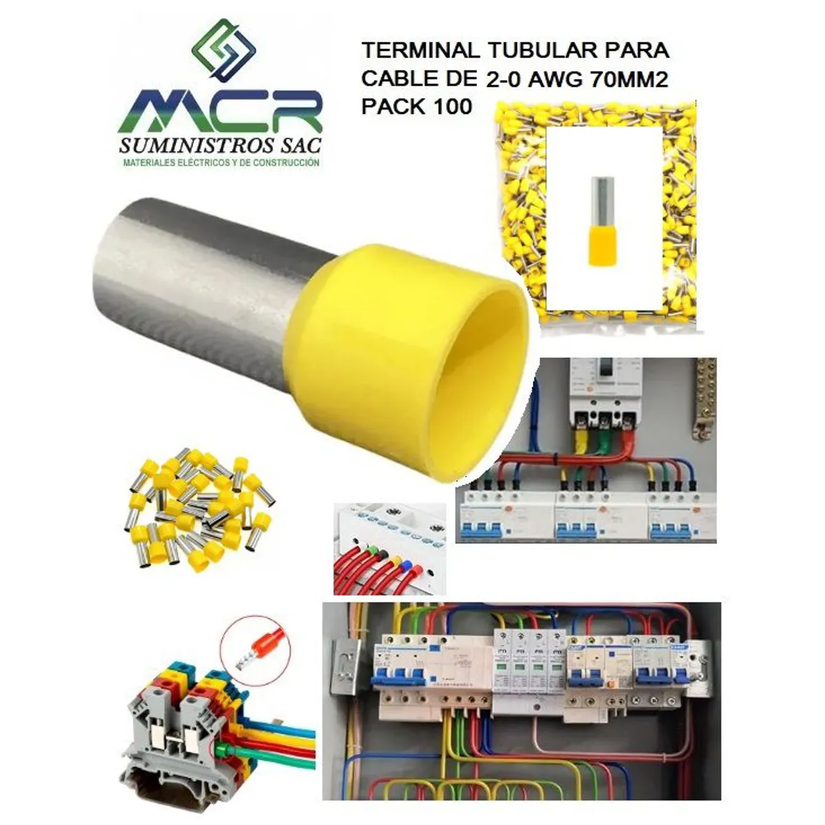 GENERICO - TERMINAL TUBULAR O CONECTOR PARA CABLES DE 2-0 AWG 70MM2 PACK100UND