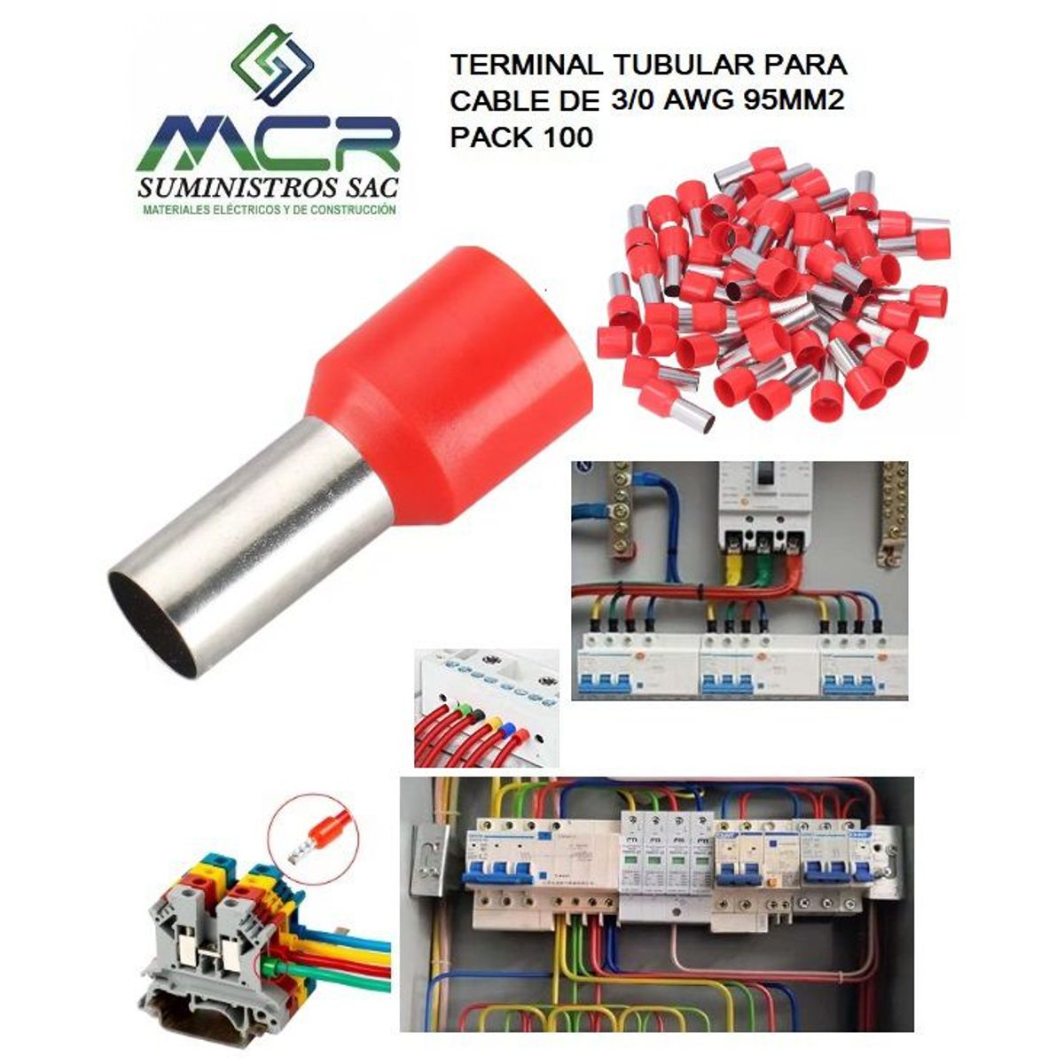 GENERICO - TERMINAL TUBULAR O CONECTOR PARA CABLES DE 3-0 AWG 95MM2 PACK100UND