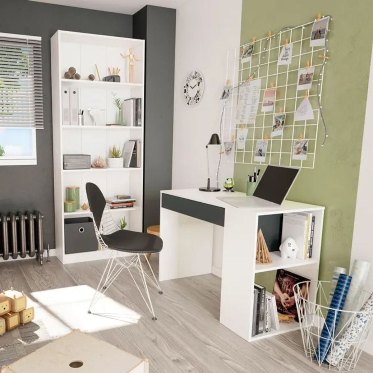 TU MESITA - Escritorio Clásico Oliver color BlancoNegro 1 cajón TU MESITA