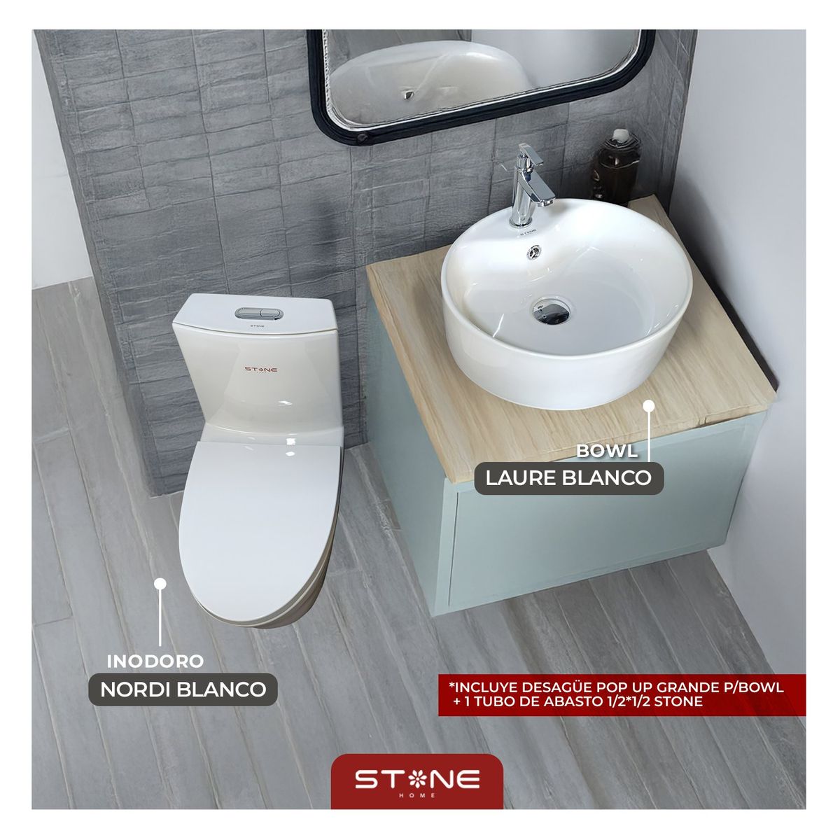 STONE - COMBO NORDI BLANCO + LAVAMANO LAURE STONE