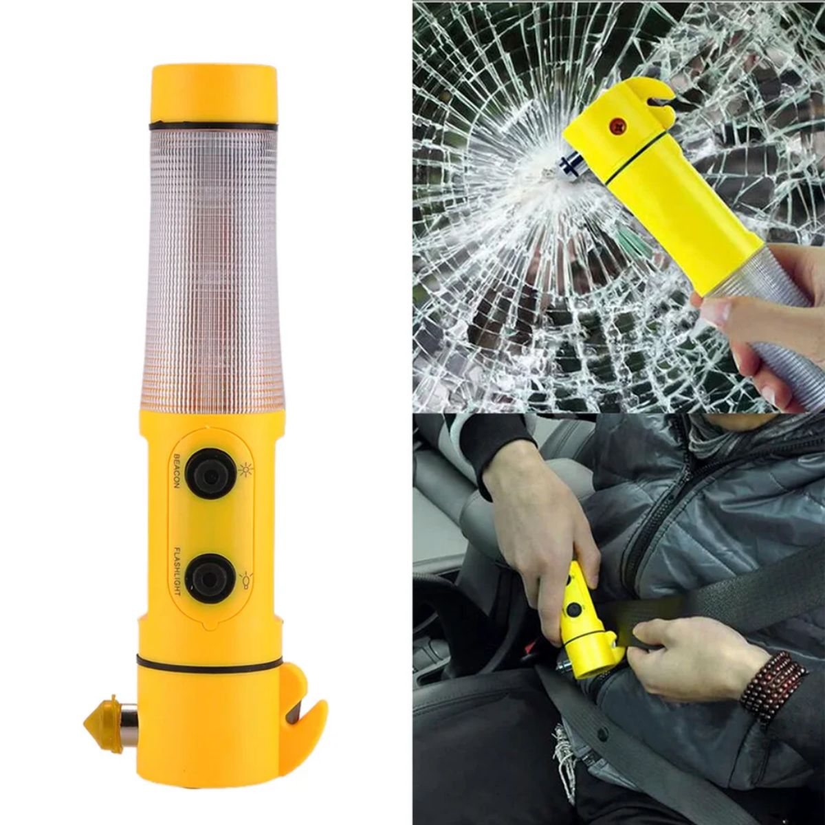 INSPIRA MARKET - Linterna multifuncional luz LED y martillo