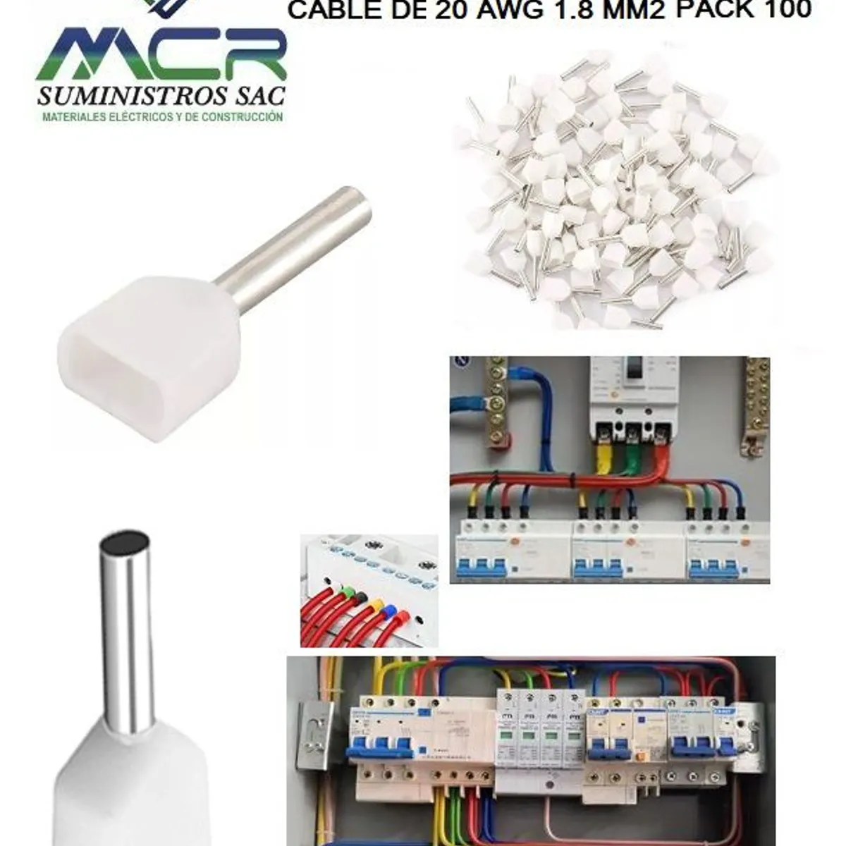 GENERICO - TERMINAL TUBULAR DOBLE SOBREMOLDEADO PARA CABLE 20AWG 18MM2 PAQ100UND