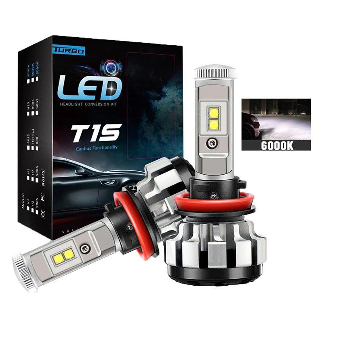 GENERICO - Par De Focos Led T15 H4 Alta Baja Alta Potencia Auto Moto