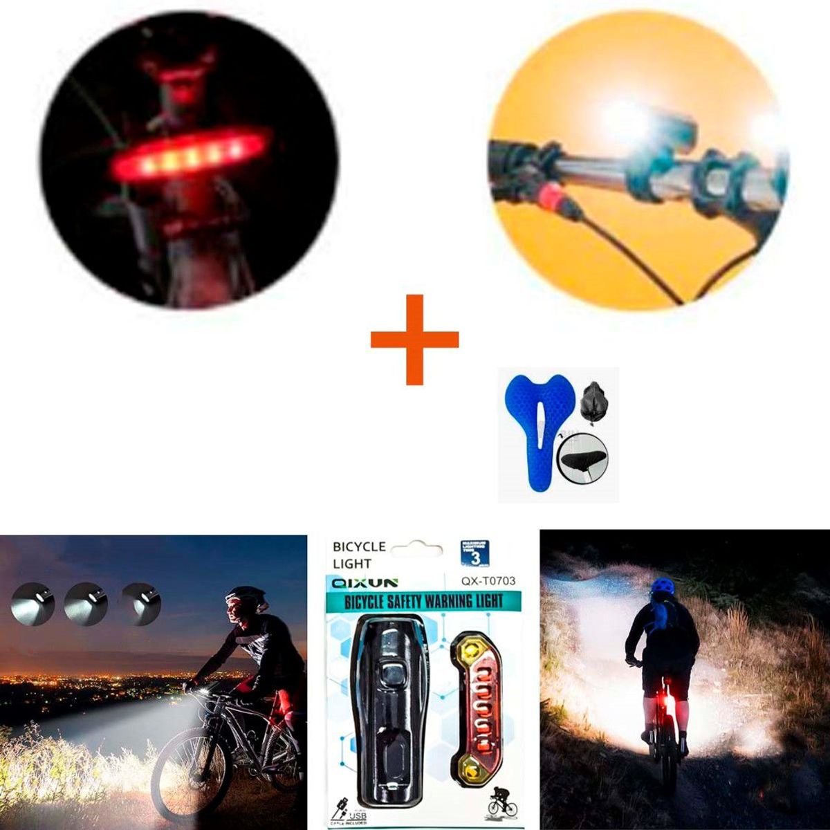 GENERICO - Kit luces leds frontal y trasera recargable