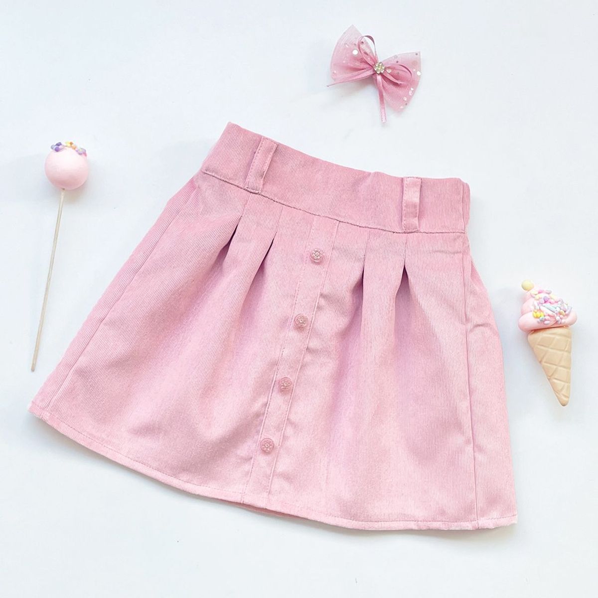 KIDS MASHMELO - Falda de Corduroy con Pliegues y Bolsillos para Niña Kids Mashmelo