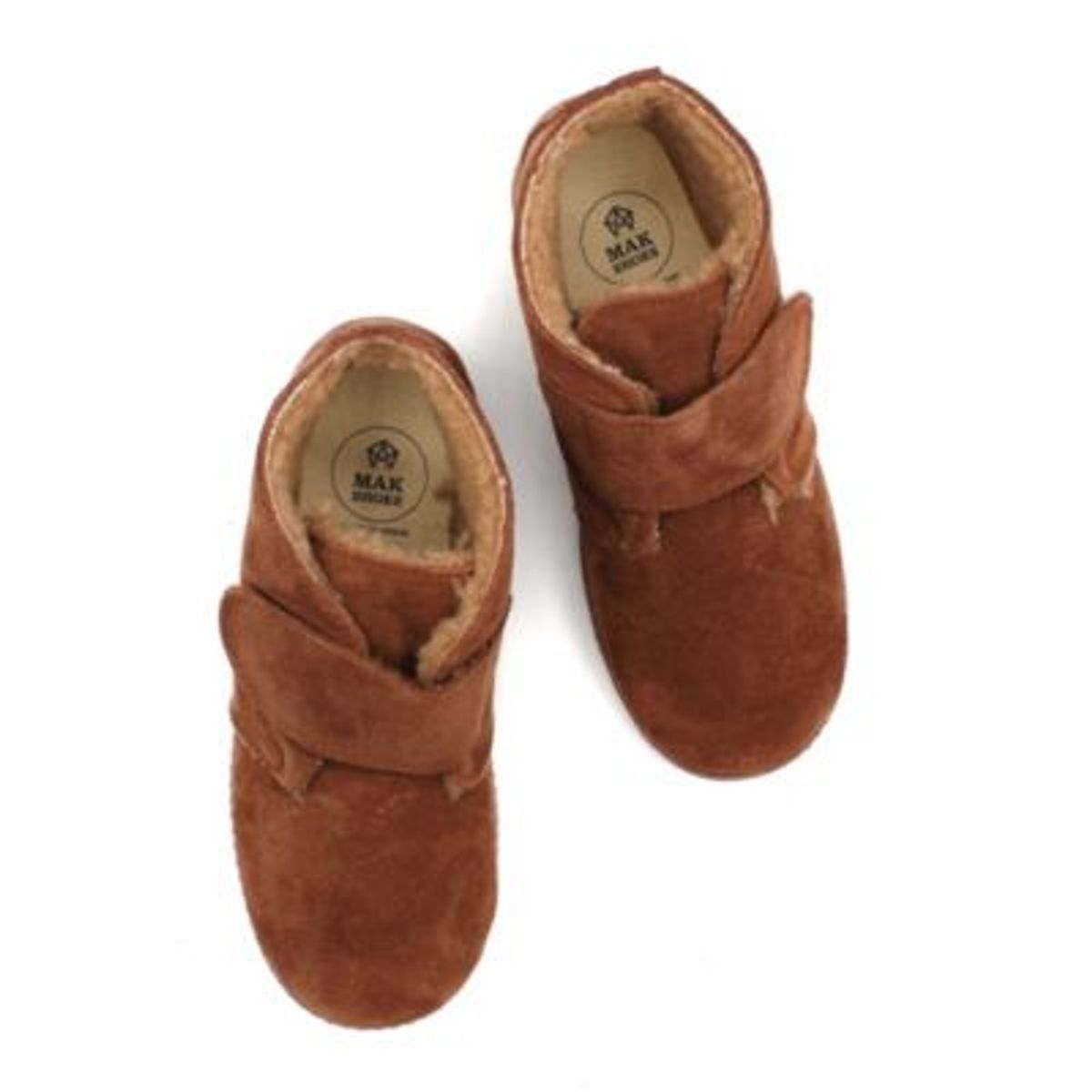 MAK SHOES - Botín de Niño y Niña con Cierre de Velcro y Forro Lana en Cuero Ante