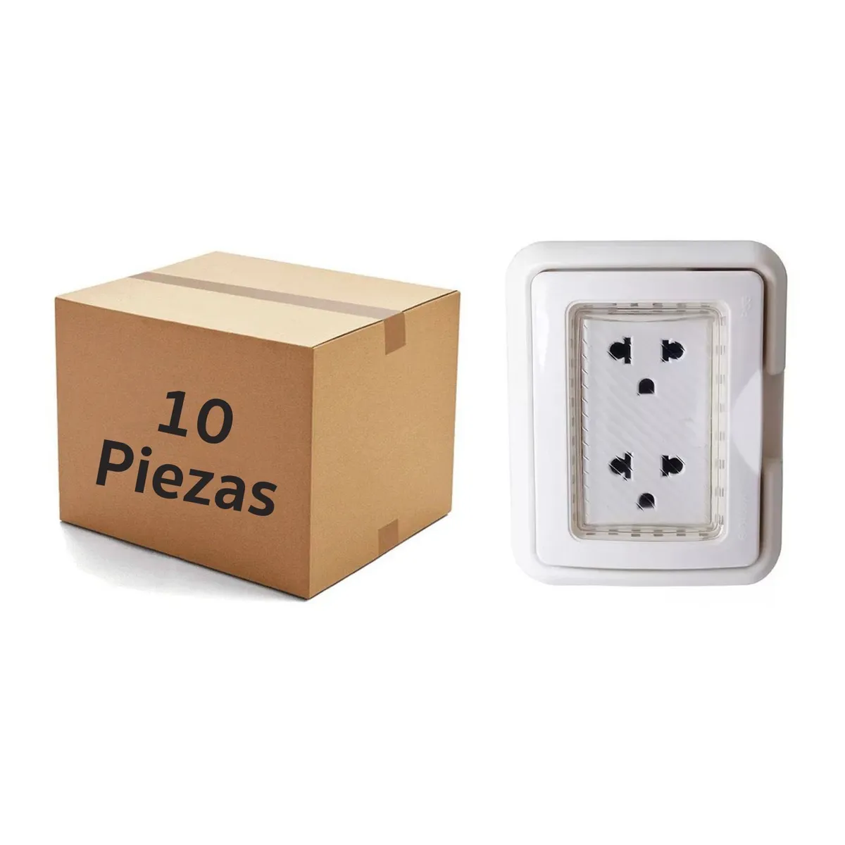 OPALUX - Placa Hidrobox + toma doble universal Opalux Pack x 10 unidades