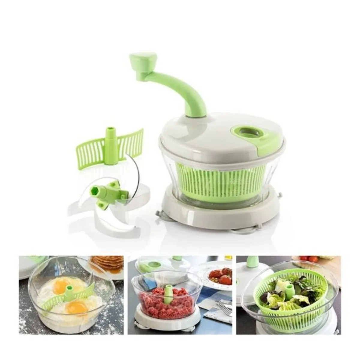 GENERICO - Picadora y Batidora Manual 4 en 1