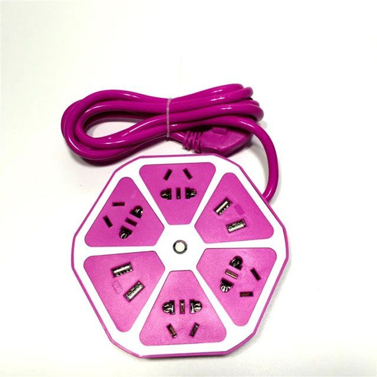 GENERICO - EXTENSION REDONDA  4 TOMAS UNIVERSALES  + 2 TOMAS USB 2M