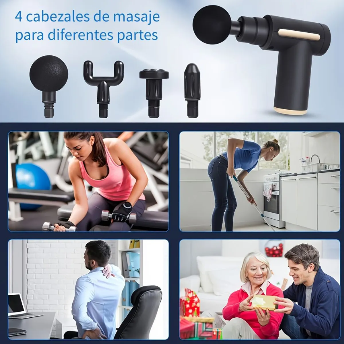 MASSAGE GUNS - Masajeador Muscular Recargable Tipo Pistola Relajación